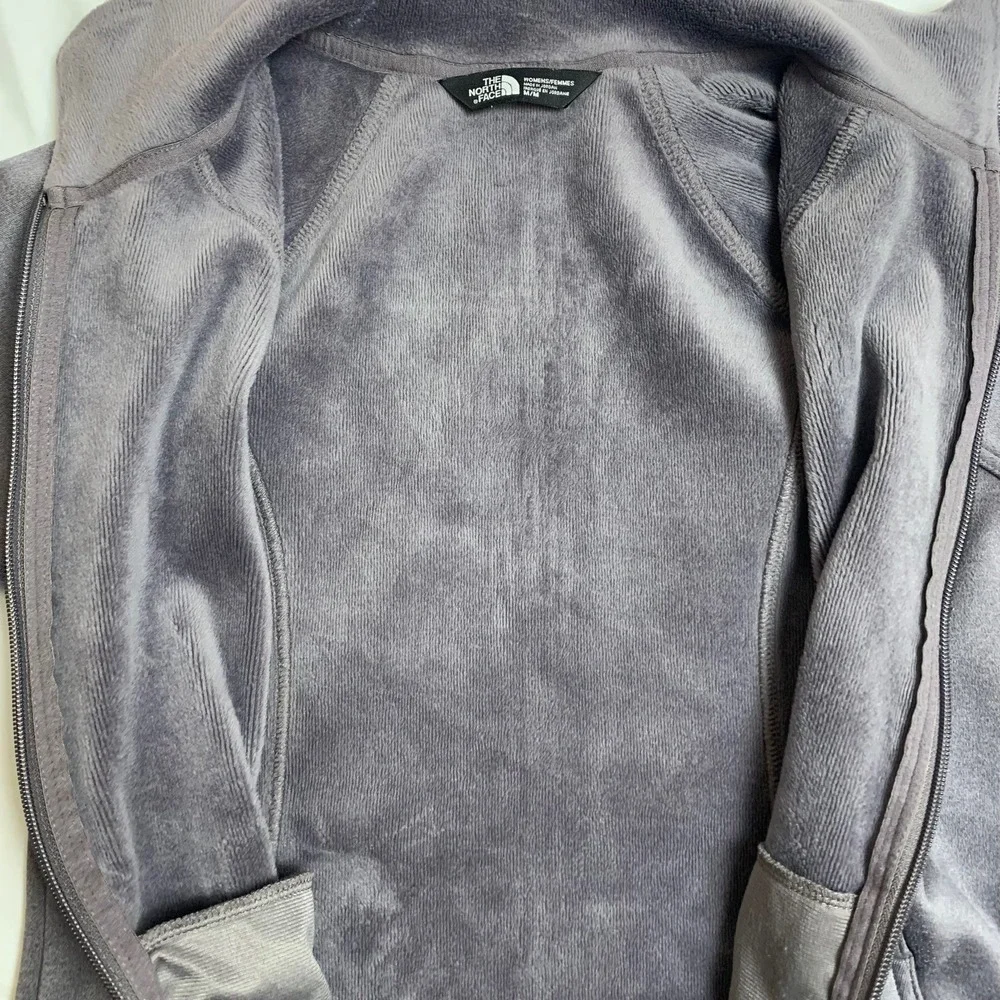 The North Face Fleece Jacket Womens M Gray Full Zip Mock Neck Softshell SOFT - Picture 3 of 10